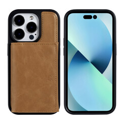 UNIQ Accessory iPhone 14 Pro Hardcase Backcover - with removable card holder - Light Brown