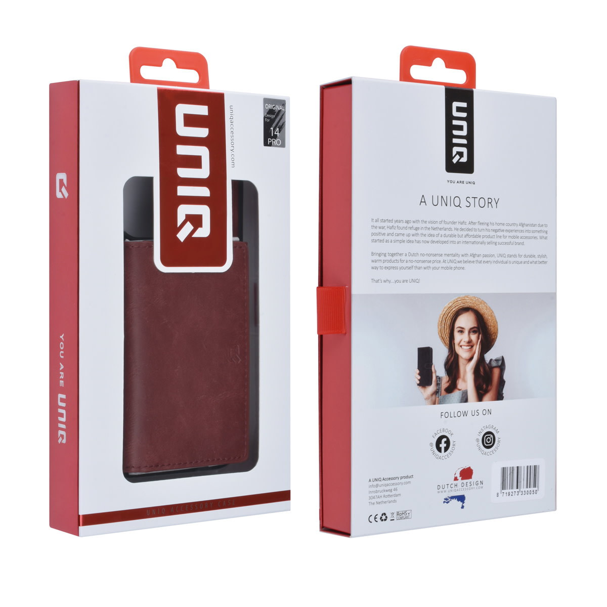 UNIQ Accessory UNIQ Accessory iPhone 14 Pro Backcover hoesje - met afneembare Pasjeshouder - Rood, foto 6 van 6