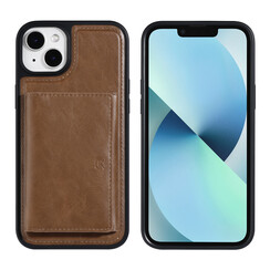 UNIQ Accessory iPhone 14 & 15 Plus Hardcase Backcover - with removable card holder - Dark Brown