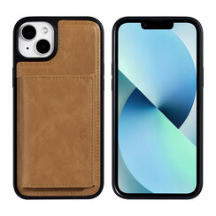 UNIQ Accessory iPhone 14 Plus Backcover hoesje - met afneembare Pasjeshouder - LichtBruin