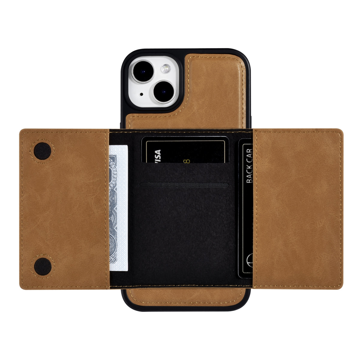 UNIQ Accessory UNIQ Accessory iPhone 14 Plus Backcover hoesje - met afneembare Pasjeshouder - LichtBruin, foto 5 van 6