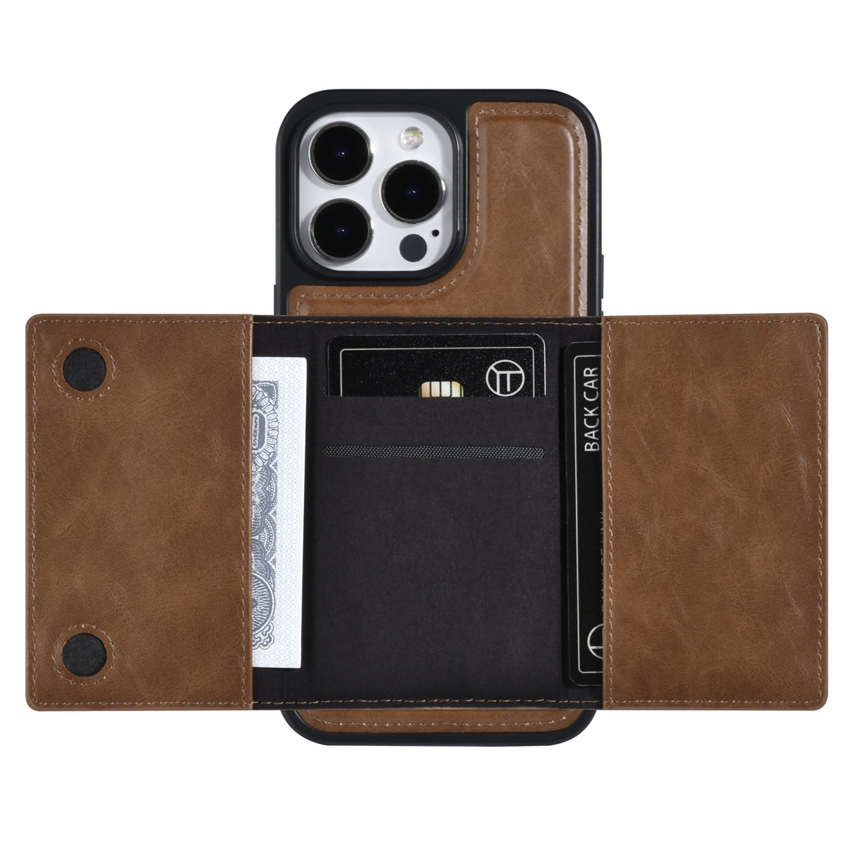 UNIQ Accessory UNIQ Accessory iPhone 14 Pro Max Backcover hoesje - met afneembare Pasjeshouder - DonkerBruin, foto 5 van 6