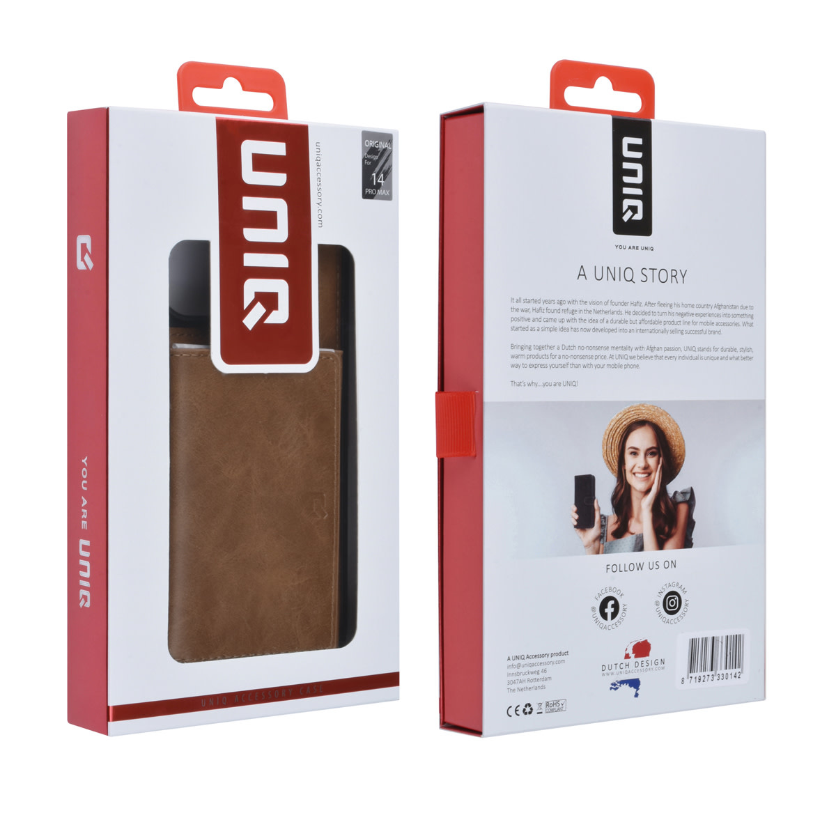 UNIQ Accessory UNIQ Accessory iPhone 14 Pro Max Backcover hoesje - met afneembare Pasjeshouder - DonkerBruin, foto 6 van 6