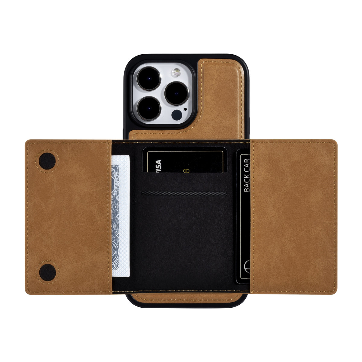 UNIQ Accessory UNIQ Accessory iPhone 14 Pro Max Backcover hoesje - met afneembare Pasjeshouder - LichtBruin, foto 5 van 6