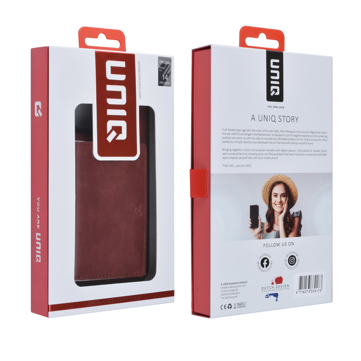 UNIQ Accessory UNIQ Accessory iPhone 14 Pro Max Backcover hoesje - met afneembare Pasjeshouder - Rood, foto 6 van 6