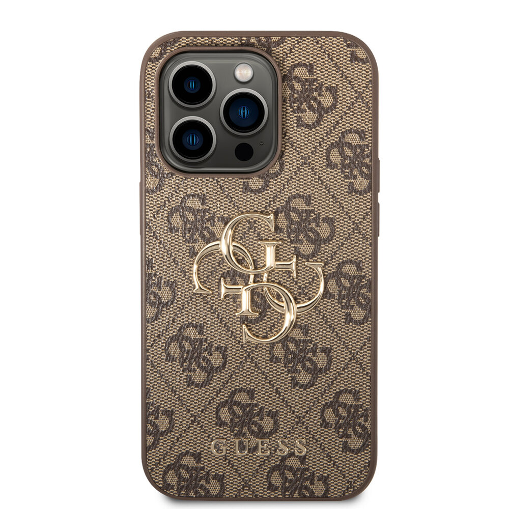 Guess Guess iPhone 14 Pro Hardcase Backcover - 4G - Big Metal Logo - Bruin Guess Guess iPhone 14 Pro Hardcase Backcover - 4G - Big Metal Logo - Bruin