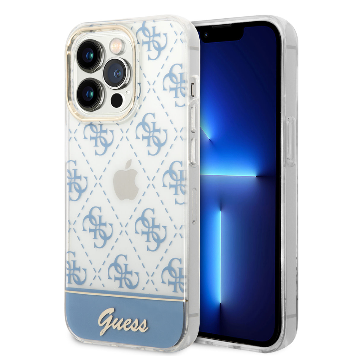 Guess Guess iPhone 14 Pro Hardcase Backcover - 4G Pattern Script - Blauw