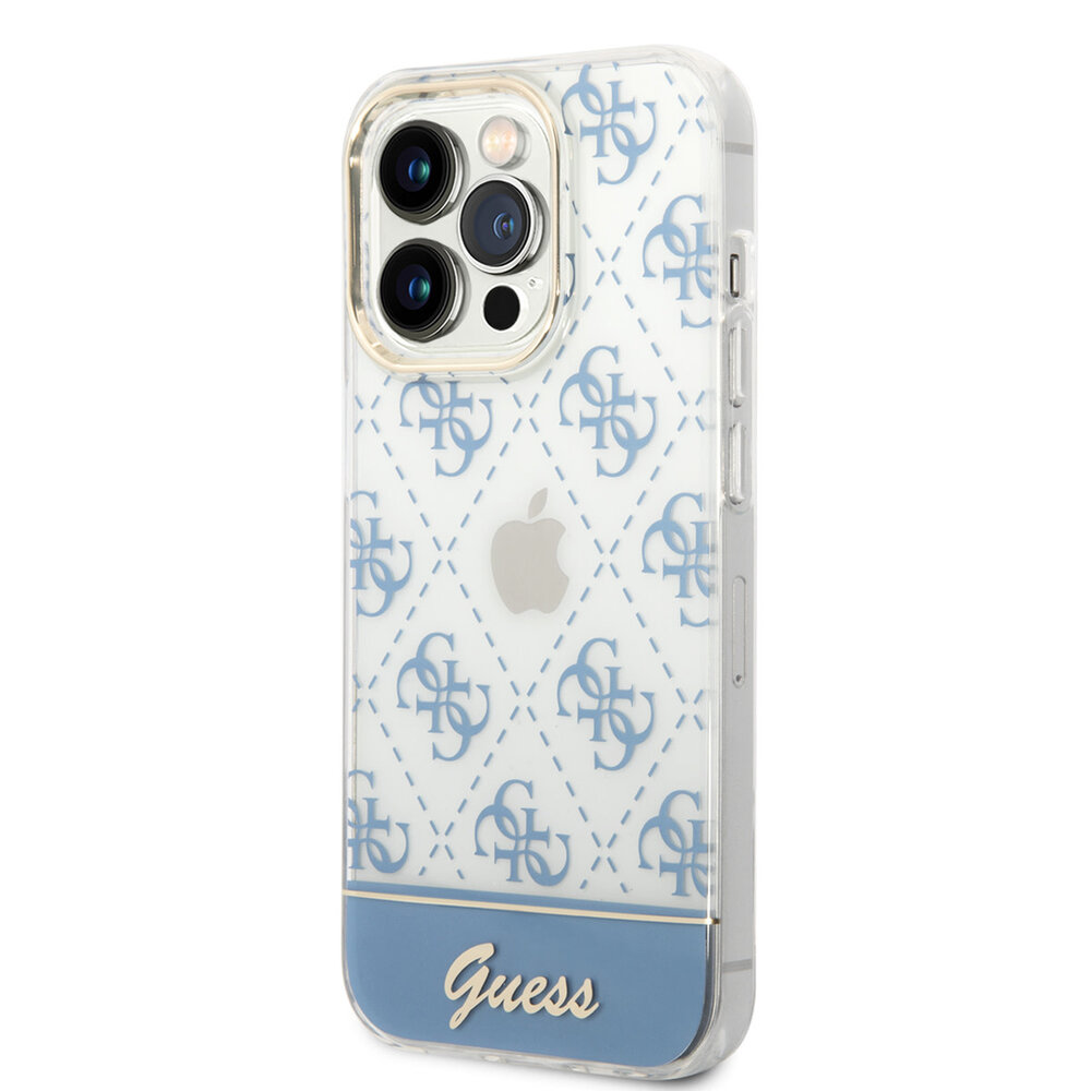 Guess Guess coque arrière rigide pour iPhone 14 Pro - 4G Pattern Script - Bleu Guess Guess coque arrière rigide pour iPhone 14 Pro - 4G Pattern Script - Bleu