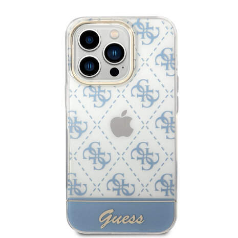 Guess Guess iPhone 14 Pro Hardcase Hülle - 4G Pattern Script - Blau Guess Guess iPhone 14 Pro Hardcase Hülle - 4G Pattern Script - Blau