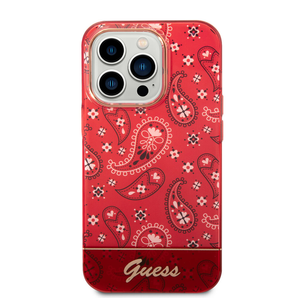 Guess Guess iPhone 14 Pro Hardcase Hülle - Paisley-Sammlung - Rot Guess Guess iPhone 14 Pro Hardcase Hülle - Paisley-Sammlung - Rot