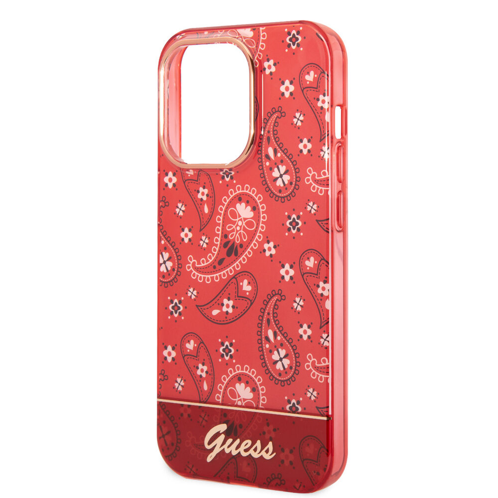 Guess Guess coque arrière rigide pour iPhone 14 Pro - Collection Cachemire - Rouge Guess Guess coque arrière rigide pour iPhone 14 Pro - Collection Cachemire - Rouge