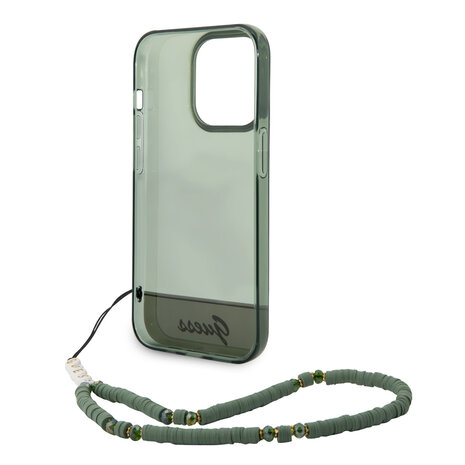 Guess Guess iPhone 14 Pro Hardcase Backcover - Doorzichtig - met koord - Groen Guess Guess iPhone 14 Pro Hardcase Backcover - Doorzichtig - met koord - Groen