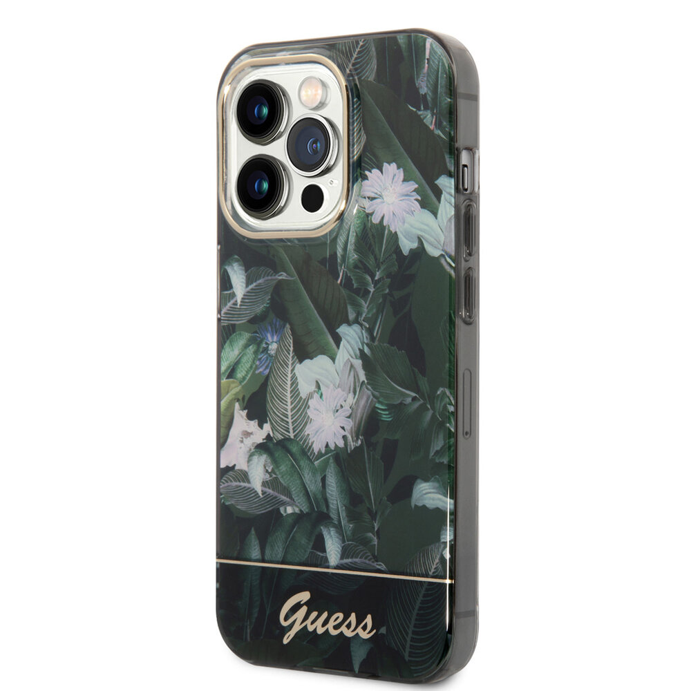 Guess Guess coque arrière rigide pour iPhone 14 Pro - Collection Jungle - Vert Guess Guess coque arrière rigide pour iPhone 14 Pro - Collection Jungle - Vert