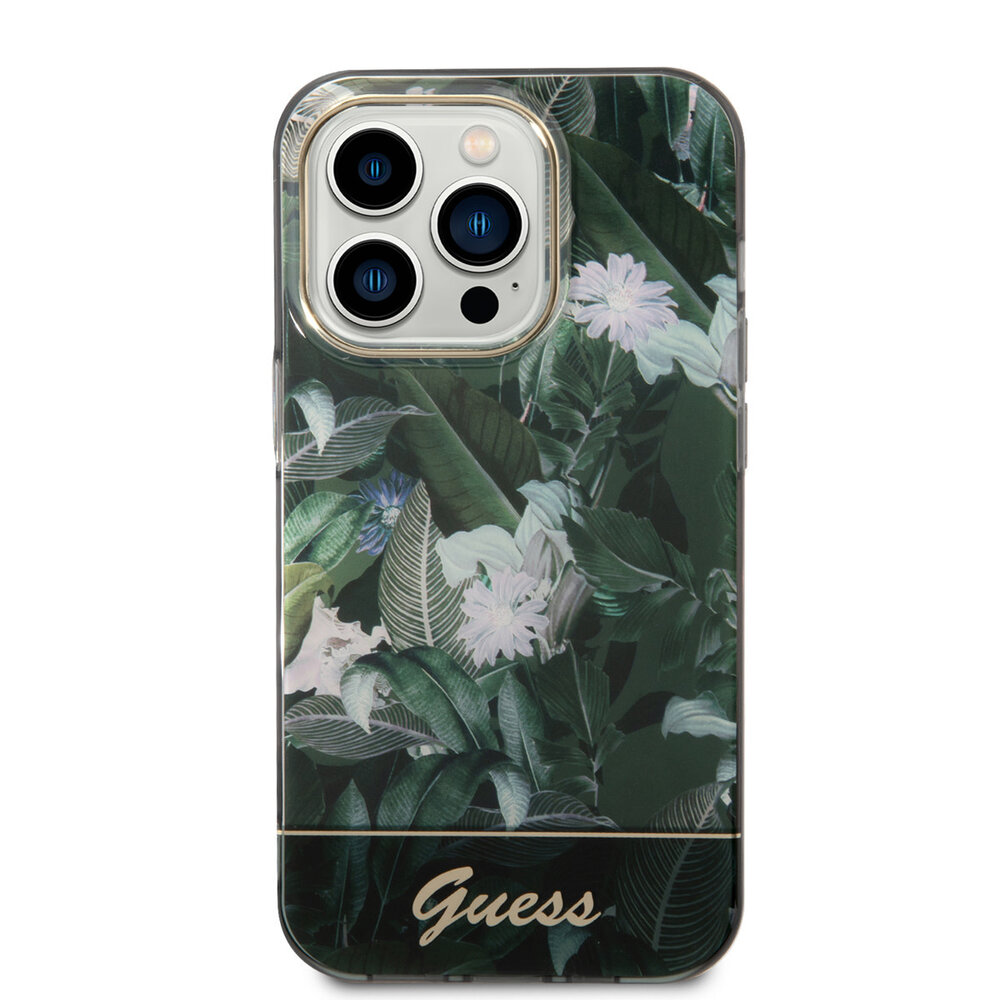 Guess Guess iPhone 14 Pro Hardcase Hülle - Dschungel-Sammlung - Grün Guess Guess iPhone 14 Pro Hardcase Hülle - Dschungel-Sammlung - Grün