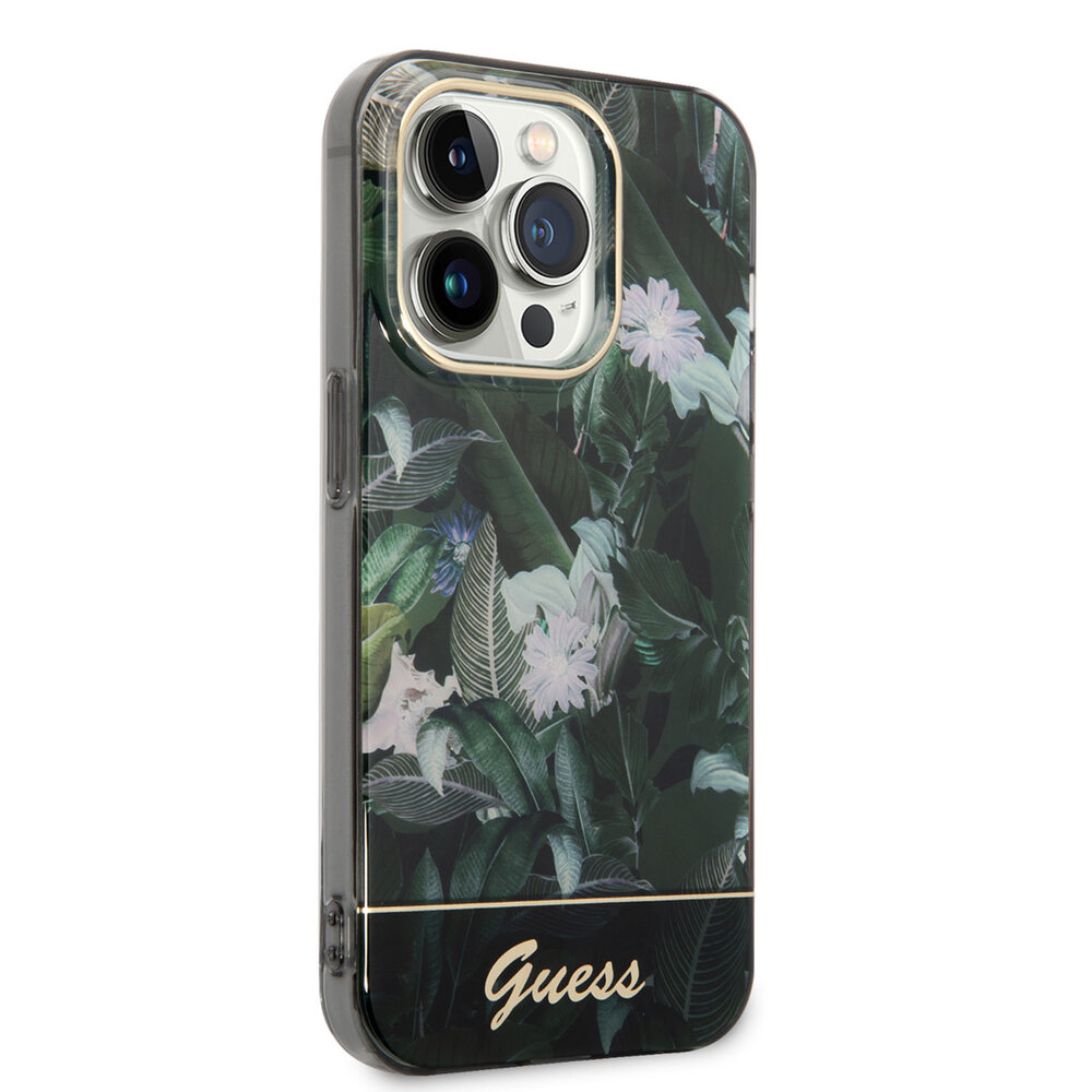 Guess Guess coque arrière rigide pour iPhone 14 Pro - Collection Jungle - Vert Guess Guess coque arrière rigide pour iPhone 14 Pro - Collection Jungle - Vert