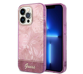 Guess Guess iPhone 14 Pro Hardcase Backcover - Jungle Collection - Pink Guess Guess iPhone 14 Pro Hardcase Backcover - Jungle Collection - Pink