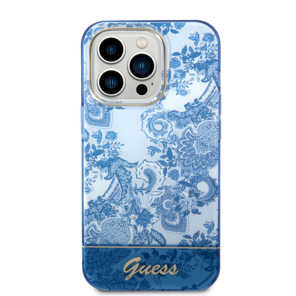 Guess Guess iPhone 14 Pro Hardcase Hülle - Porzellansammlung - Blau Guess Guess iPhone 14 Pro Hardcase Hülle - Porzellansammlung - Blau