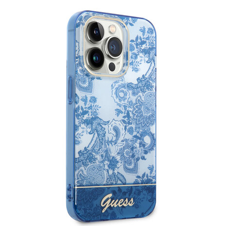 Guess Guess iPhone 14 Pro Hardcase Hülle - Porzellansammlung - Blau Guess Guess iPhone 14 Pro Hardcase Hülle - Porzellansammlung - Blau