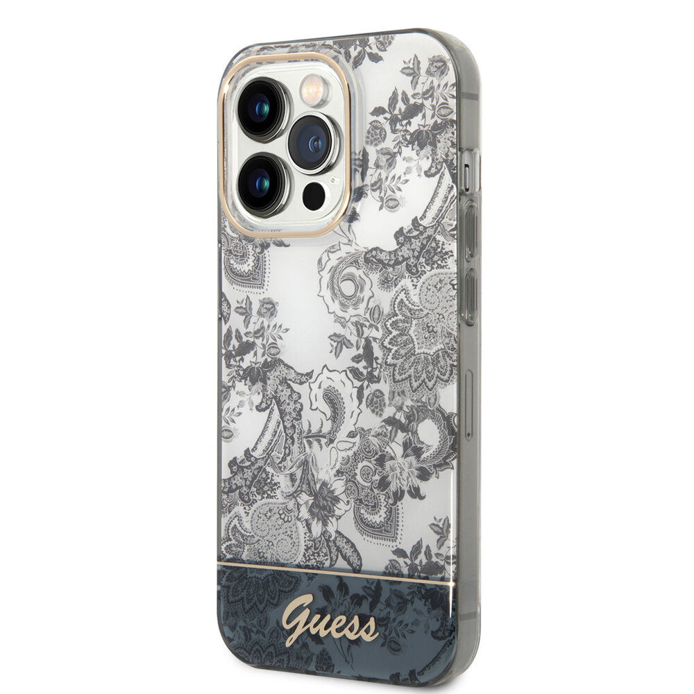 Guess Guess iPhone 14 Pro Hardcase Hülle - Porzellansammlung - Grau Guess Guess iPhone 14 Pro Hardcase Hülle - Porzellansammlung - Grau