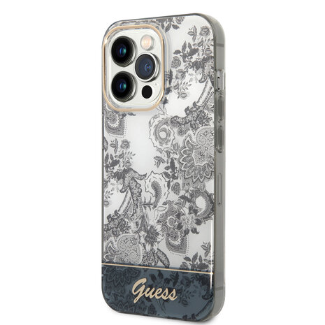 Guess Guess coque arrière rigide pour iPhone 14 Pro - Collection Porcelaine - Gris Guess Guess coque arrière rigide pour iPhone 14 Pro - Collection Porcelaine - Gris