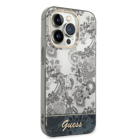 Guess Guess iPhone 14 Pro Hardcase Backcover - Porcelain Collection - Grey Guess Guess iPhone 14 Pro Hardcase Backcover - Porcelain Collection - Grey