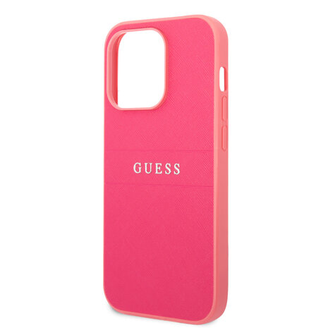 Guess Guess iPhone 14 Pro Hardcase Backcover - Saffiano - Fuchsia Guess Guess iPhone 14 Pro Hardcase Backcover - Saffiano - Fuchsia