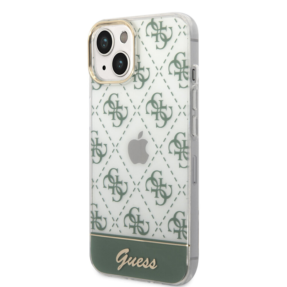 Guess Guess iPhone 14 & 15 Plus Hardcase Backcover - 4G Pattern Script - Groen Guess Guess iPhone 14 & 15 Plus Hardcase Backcover - 4G Pattern Script - Groen