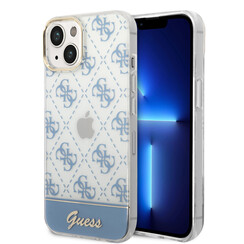 Guess iPhone 14 & 15 Plus Hardcase Backcover - 4G Pattern Script - Blue