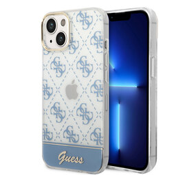 Guess Guess iPhone 14 & 15 Plus Hardcase Backcover - 4G Pattern Script - Blue Guess Guess iPhone 14 & 15 Plus Hardcase Backcover - 4G Pattern Script - Blue