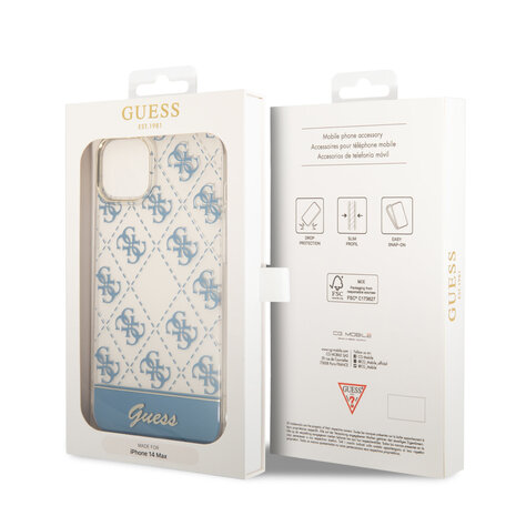 Guess Guess iPhone 14 & 15 Plus Hardcase Hulle - 4G Pattern Script - Blau Guess Guess iPhone 14 & 15 Plus Hardcase Hulle - 4G Pattern Script - Blau