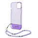 Guess Guess coque arriere rigide pour iPhone 14 & 15 Plus - Translucide - avec sangle - Violet Guess Guess coque arriere rigide pour iPhone 14 & 15 Plus - Translucide - avec sangle - Violet