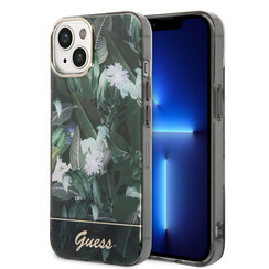 Guess iPhone 14 & 15 Plus Hardcase Hulle - Dschungel-Sammlung - Grun