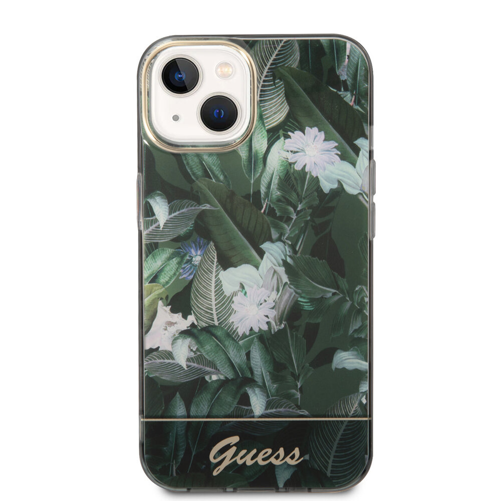 Guess Guess iPhone 14 & 15 Plus Hardcase Backcover - Jungle Collectie - Groen Guess Guess iPhone 14 & 15 Plus Hardcase Backcover - Jungle Collectie - Groen