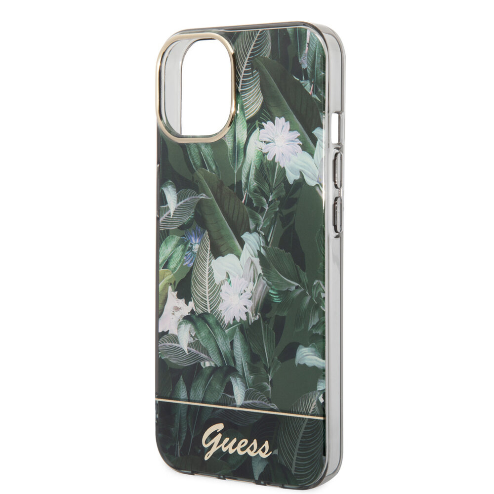Guess Guess iPhone 14 & 15 Plus Hardcase Backcover - Jungle Collectie - Groen Guess Guess iPhone 14 & 15 Plus Hardcase Backcover - Jungle Collectie - Groen