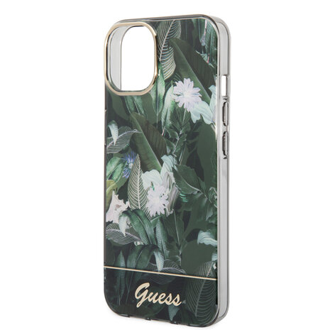 Guess Guess iPhone 14 & 15 Plus Hardcase Backcover - Jungle Collectie - Groen Guess Guess iPhone 14 & 15 Plus Hardcase Backcover - Jungle Collectie - Groen
