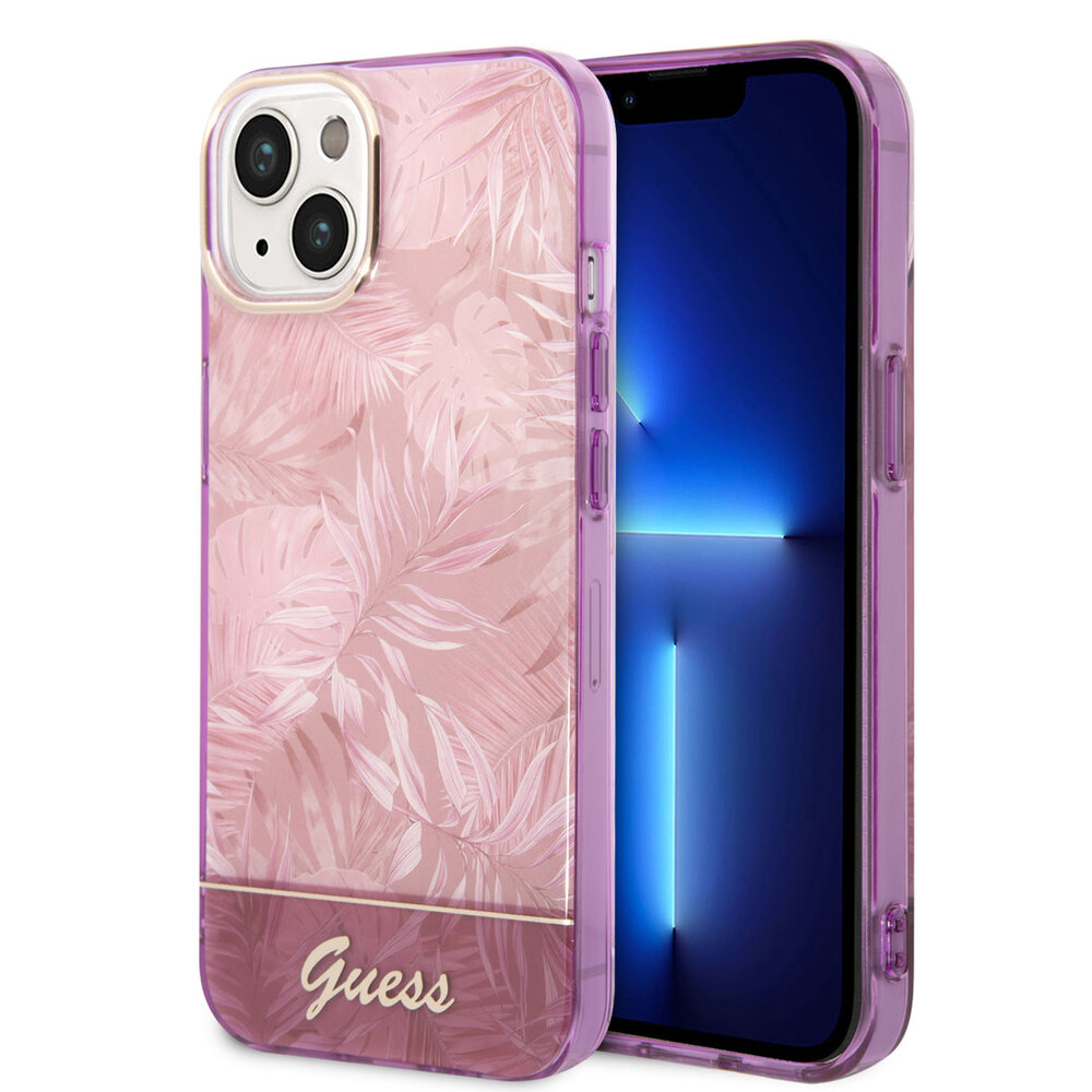 Guess Guess coque arriere rigide pour iPhone 14 & 15 Plus - Collection Jungle - Rose Guess Guess coque arriere rigide pour iPhone 14 & 15 Plus - Collection Jungle - Rose