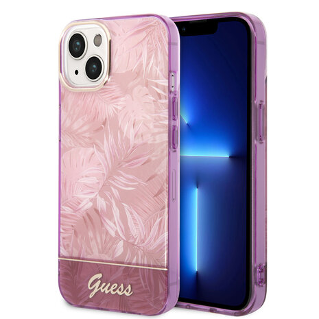 Guess Guess coque arriere rigide pour iPhone 14 & 15 Plus - Collection Jungle - Rose Guess Guess coque arriere rigide pour iPhone 14 & 15 Plus - Collection Jungle - Rose