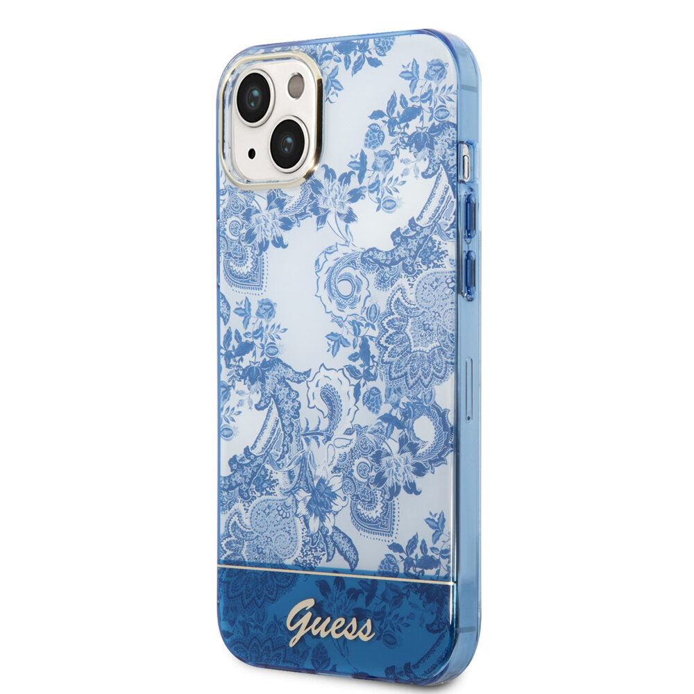 Guess Guess iPhone 14 & 15 Plus Hardcase Hulle - Porzellansammlung - Blau Guess Guess iPhone 14 & 15 Plus Hardcase Hulle - Porzellansammlung - Blau