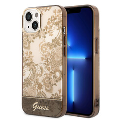 Guess iPhone 14 & 15 Plus Hardcase Hulle - Porzellansammlung - Braun