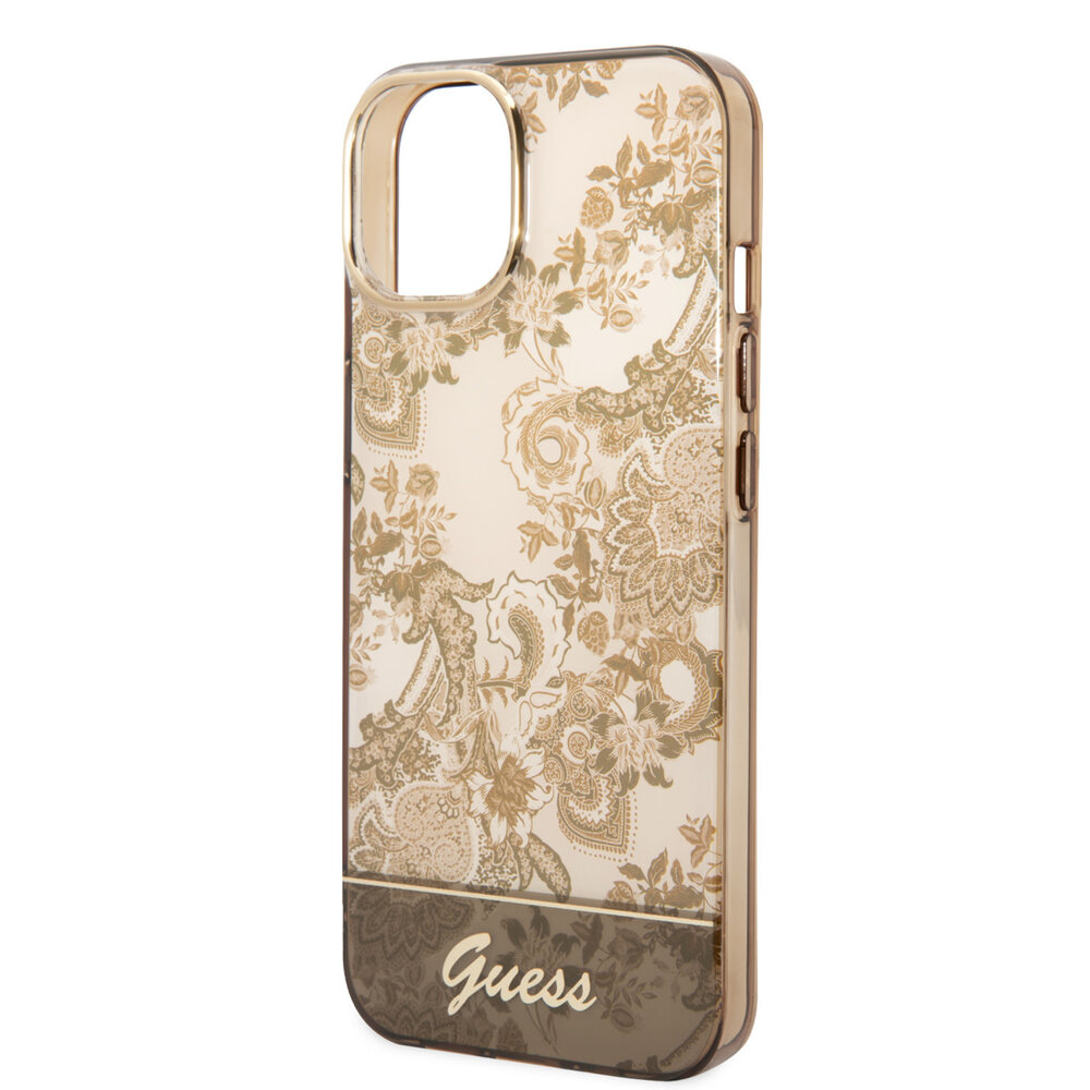 Guess Guess coque arriere rigide pour iPhone 14 & 15 Plus - Collection Porcelaine - Marron Guess Guess coque arriere rigide pour iPhone 14 & 15 Plus - Collection Porcelaine - Marron