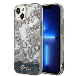 Guess iPhone 14 & 15 Plus Hardcase Backcover - Porselein Collectie - Grijs