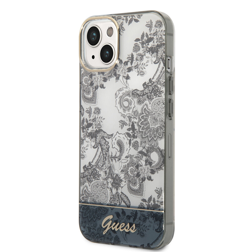 Guess Guess iPhone 14 & 15 Plus Hardcase Hulle - Porzellansammlung - Grau Guess Guess iPhone 14 & 15 Plus Hardcase Hulle - Porzellansammlung - Grau