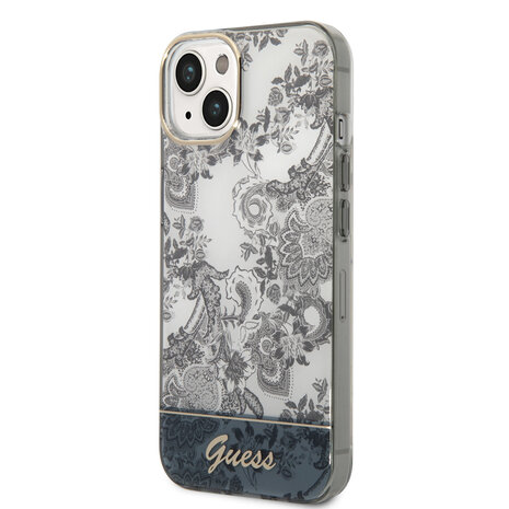 Guess Guess iPhone 14 & 15 Plus Hardcase Hulle - Porzellansammlung - Grau Guess Guess iPhone 14 & 15 Plus Hardcase Hulle - Porzellansammlung - Grau