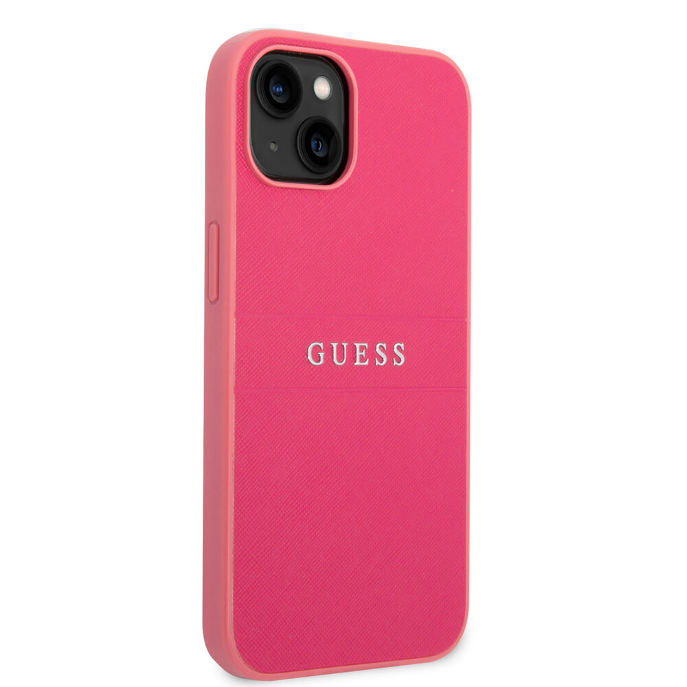 Guess Guess iPhone 14 & 15 Plus Hardcase Backcover - Saffiano - Fuchsia Guess Guess iPhone 14 & 15 Plus Hardcase Backcover - Saffiano - Fuchsia