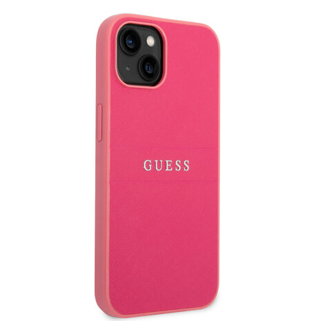 Guess Guess iPhone 14 & 15 Plus Hardcase Backcover - Saffiano - Fuchsia Guess Guess iPhone 14 & 15 Plus Hardcase Backcover - Saffiano - Fuchsia
