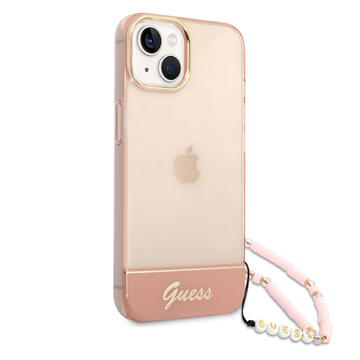 Guess Guess iPhone 14 & 13 Hardcase Backcover - Doorzichtig - met koord - Roze, foto 3 van 6
