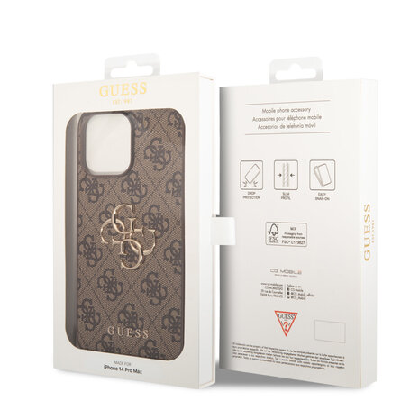Guess Guess coque arrière rigide pour iPhone 14 Pro Max - 4G - Big Metal Logo - Marron Guess Guess coque arrière rigide pour iPhone 14 Pro Max - 4G - Big Metal Logo - Marron