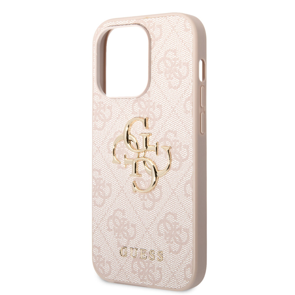 Guess Guess iPhone 14 Pro Max Hardcase Backcover - 4G - Big Metal Logo - Roze Guess Guess iPhone 14 Pro Max Hardcase Backcover - 4G - Big Metal Logo - Roze