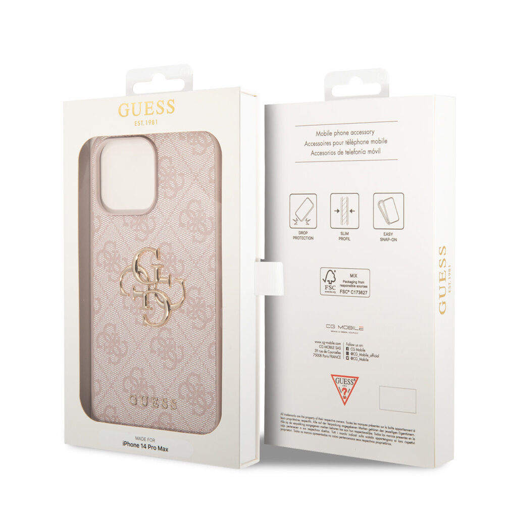 Guess Guess iPhone 14 Pro Max Hardcase Hülle - 4G - Big Metal Logo - Rosa Guess Guess iPhone 14 Pro Max Hardcase Hülle - 4G - Big Metal Logo - Rosa