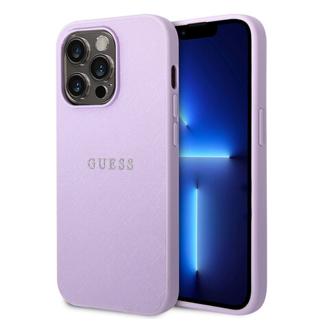 Guess Guess coque arrière rigide pour iPhone 14 Pro Max - Saffiano - Violet Guess Guess coque arrière rigide pour iPhone 14 Pro Max - Saffiano - Violet
